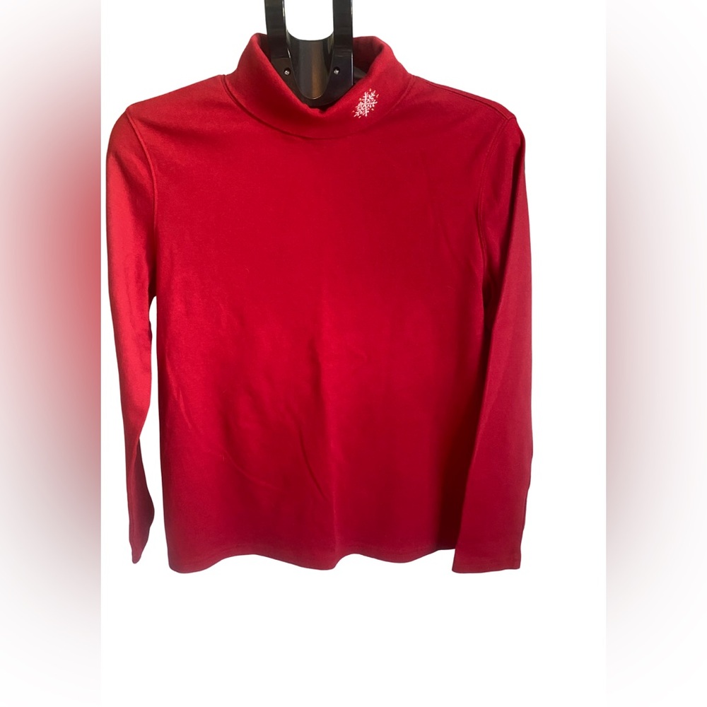 Vintage Holiday Editions Women’s Red Cotton Turtleneck Long Sleeve Large